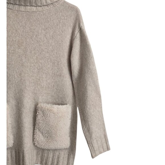 Magaschoni Knitted Wool Blend Turtleneck Sweater With Faux Fur Pockets Sz XS - Picture 4 of 7